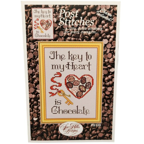 The Key To My Heart Is Chocolate w Charm Sue Hillis Designs Cross Stitch Pattern - Picture 1 of 3